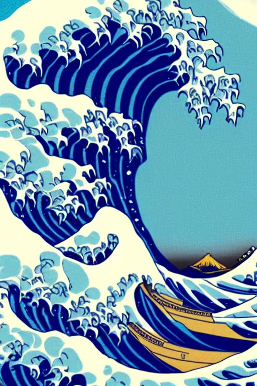 Prompt: The Great Wave off Kanagawa as a Vaporwave poster, synthwave aesthetic, highly detailed, digital painting, artstation, concept art, smooth, sharp focus, illustration