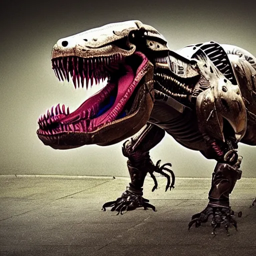 Image similar to a cyborg t rex