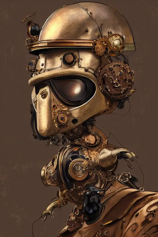 Image similar to steampunk helmet fantasy art mask robot ninja stylized digital illustration sharp focus, elegant intricate digital painting artstation concept art global illumination ray tracing advanced technology chaykin howard and campionpascale and cooke darwyn and davis jack