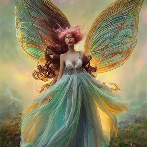 fairy goddess with flowing hair dressed in a long | Stable Diffusion ...