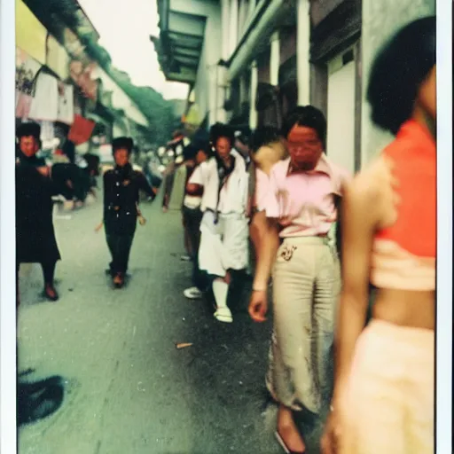 Prompt: The Taiping Rebellion, 90s polaroid, by Saul Leiter, Jamel Shabazz, Nan Goldin