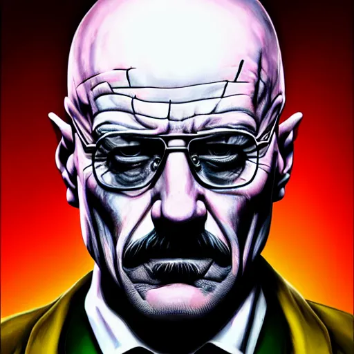 Image similar to portrait of walter white as the joker, artstationhd, artstationhq, cgsociety, r / art.