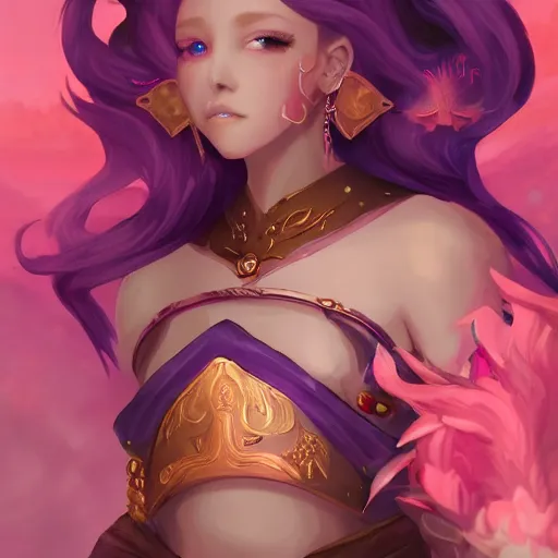 Prompt: a high fantasy portrait of a magical girl celestial, very beautiful, very attractive, trending on artstation, cool colorscheme, unreal engine, painted by artgem