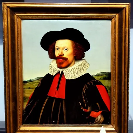 Prompt: 1 6 th century oil portrait of king ronald mcdonald