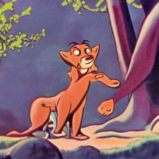 Image similar to 1940s disney film about talking forest animals super high detail