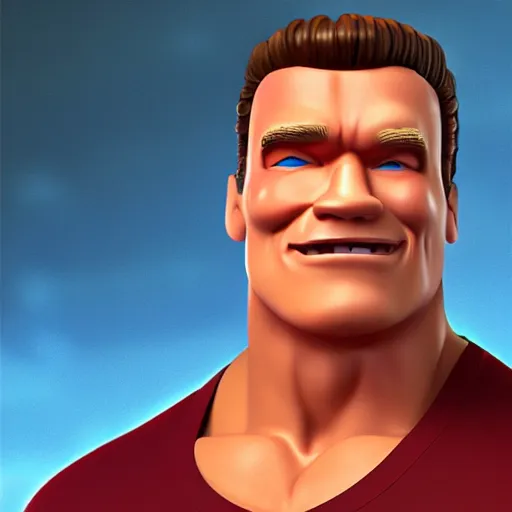 Image similar to arnold schwarzenegger pixar 3 d cartoon style