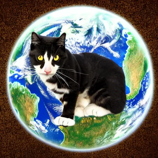 Image similar to giant cat eating the earth