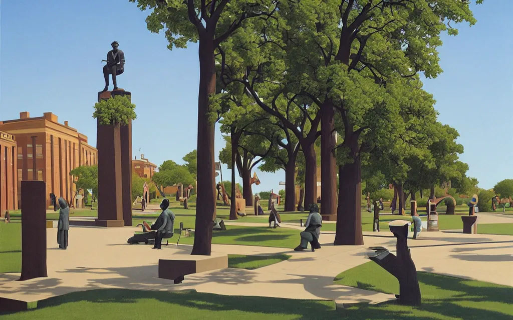 Prompt: the statue park in st. petersburg, by kenton nelson,