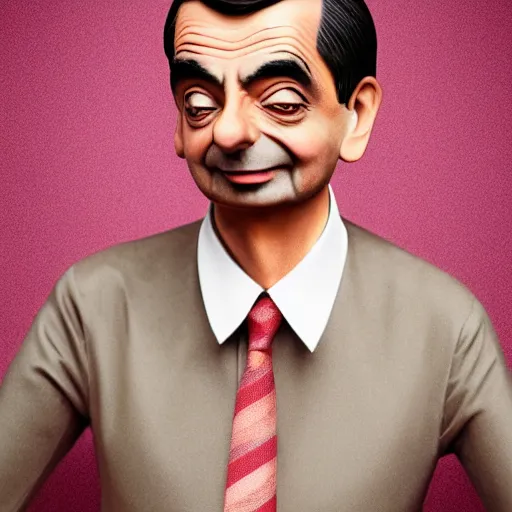 Prompt: mr bean modeling in a dress for vogue magazine, photography, hyper realism, 8k,