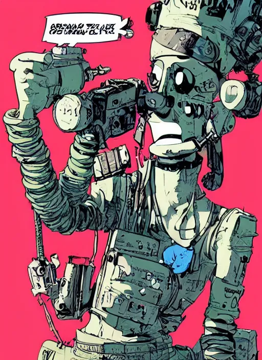 Image similar to tankgirl cover art by jamie hewlett and ashley wood, digital art, neonpunk