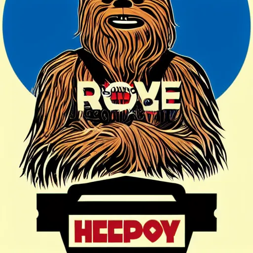 Image similar to chewbacca presidential election poster by sheperd fairey very clean vector style illustration