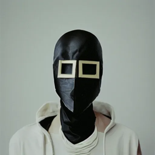 Image similar to A mask designed by Rick Owens, 35mm film, photograph