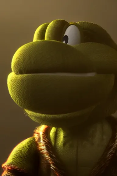 Image similar to very very intricate photorealistic photo of yoshi in an episode of game of thrones, photo is in focus with detailed atmospheric lighting, award - winning details