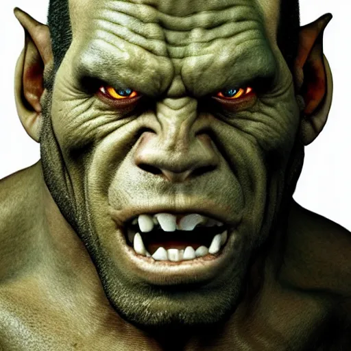 Image similar to Ron Perlman as an orc, headshot, photo