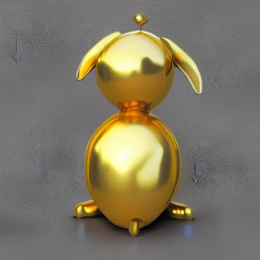 Image similar to 3D render of a Gold balloon dog, white background, art by artgerm