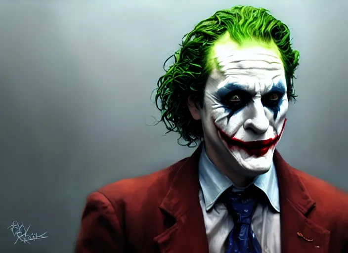 Image similar to highly detailed portrait of james spader as the joker, in batman comics, stephen bliss, unreal engine, fantasy art by greg rutkowski, loish, rhads, ferdinand knab, makoto shinkai and lois van baarle, ilya kuvshinov, rossdraws, tom bagshaw, global illumination, radiant light, detailed and intricate environment