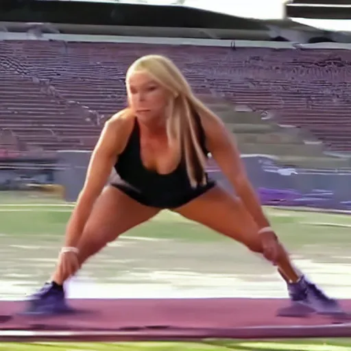 Image similar to A blonde woman super athlete breaks the sound barrier