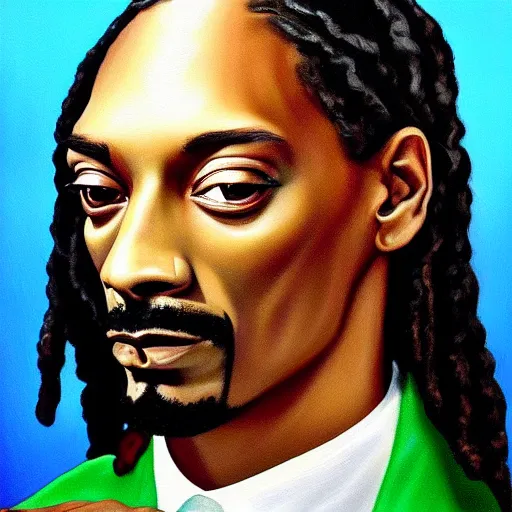 Image similar to Snoop dogg oil painting renaissance style portrait dramatic high contrast