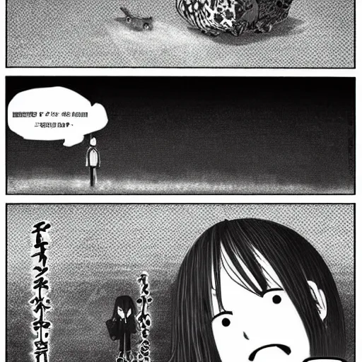 Prompt: a owl manga, super detailed, by asano inio, scene