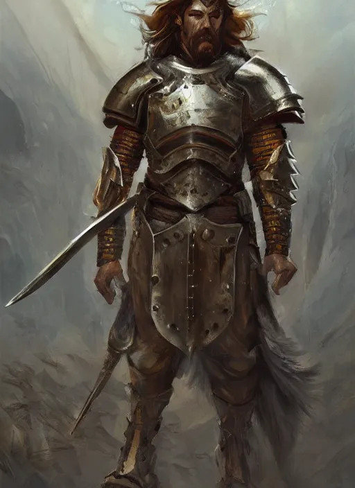 Image similar to highly detailed painting of a paladin warrior by jon foster, high fantasy, trending on artstation