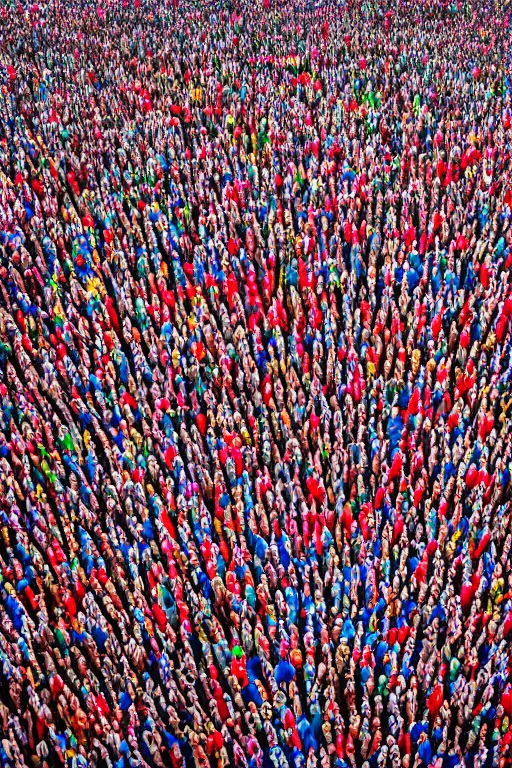 Image similar to intricate color photo of wheres waldo with thousands of people 8 k octane beautifully detailed render
