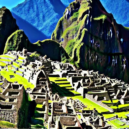 Prompt: plane flight tomcat passing by machu picchu