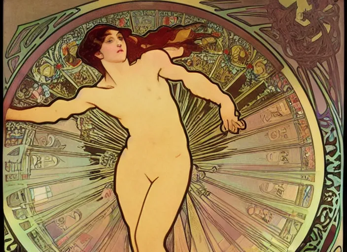 Image similar to joe band performing a thousand hands dance, alphonse mucha, 8 k