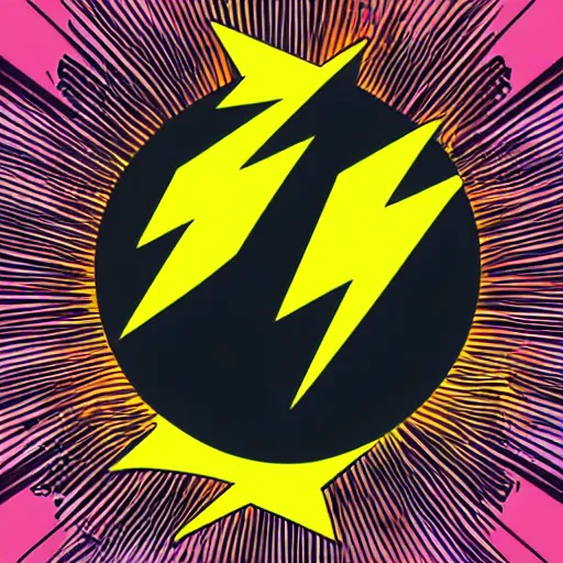 Image similar to zeus throwing lightning bolts vector art trippy clean lines