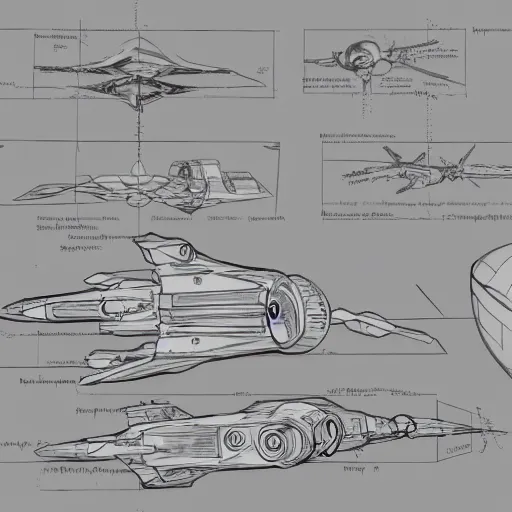 Image similar to sketches of fighting spaceship where other spaceship can land on, full page, technical, detailed