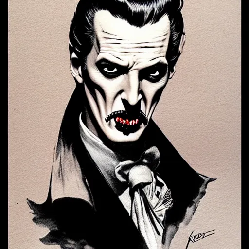 Prompt: 1 9 6 0 s vincent price portrait, soft light, by killian eng and joe fenton and bernie wrightson and conrad roset, inspired by dracula, red only, etching and paint, fine sharp high detail,