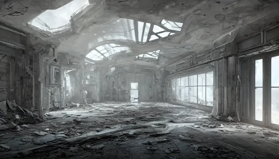 Image similar to interior of the abandoned area 5 1, secret rooms, dark corridors, white walls, hyperdetailed, artstation, cgsociety, 8 k