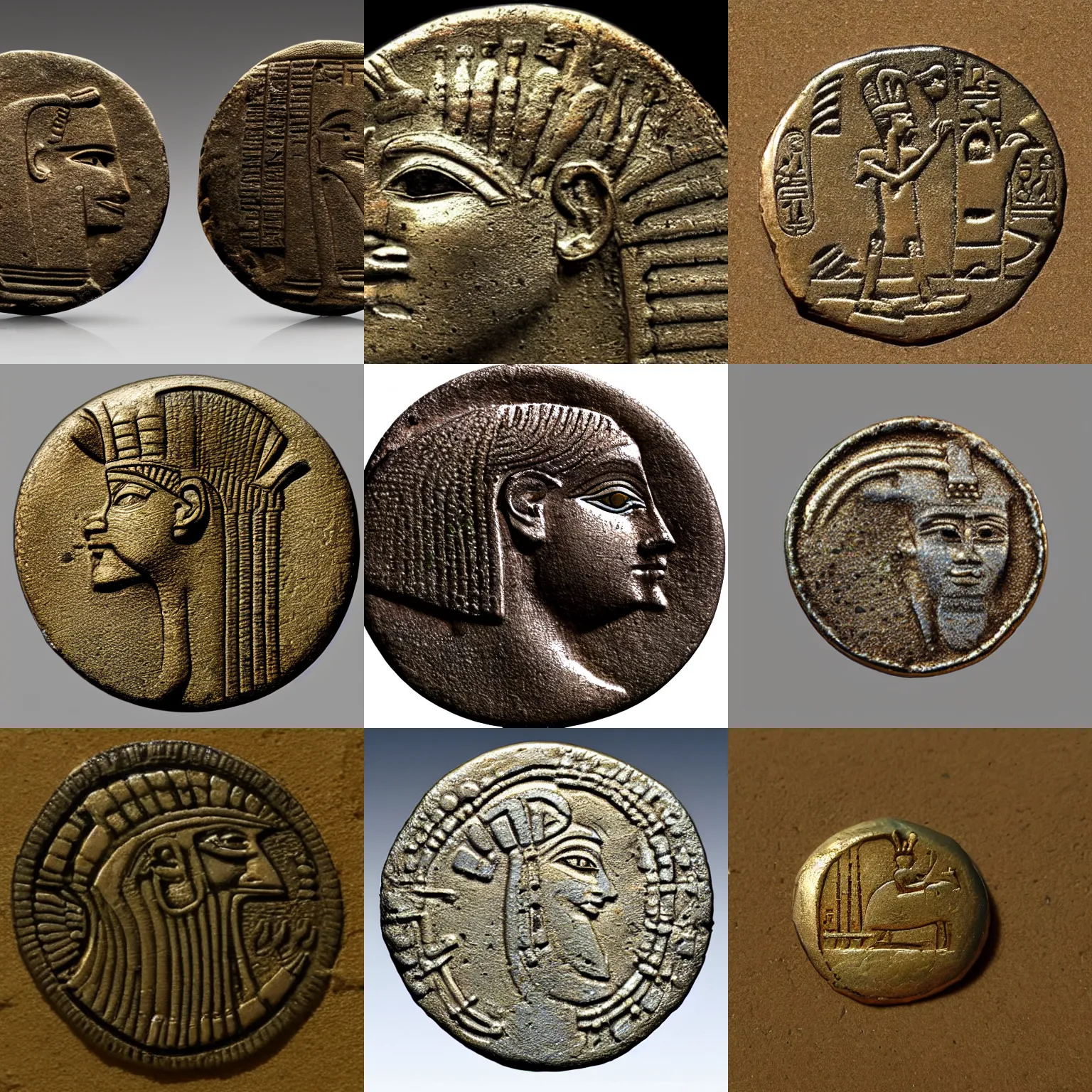 Prompt: a coin from ancient Egypt, ultra realistic, highly detailed, 4k quality photo