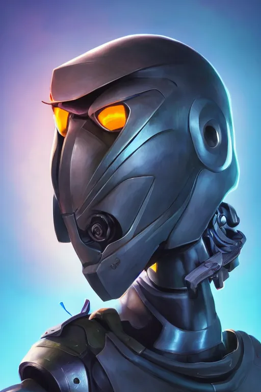 Image similar to epic mask helmet robot ninja portrait stylized as fornite style game design fanart by concept artist gervasio canda, behance hd by jesper ejsing, by rhads, makoto shinkai and lois van baarle, ilya kuvshinov, rossdraws global illumination radiating a glowing aura global illumination ray tracing hdr render in unreal engine 5