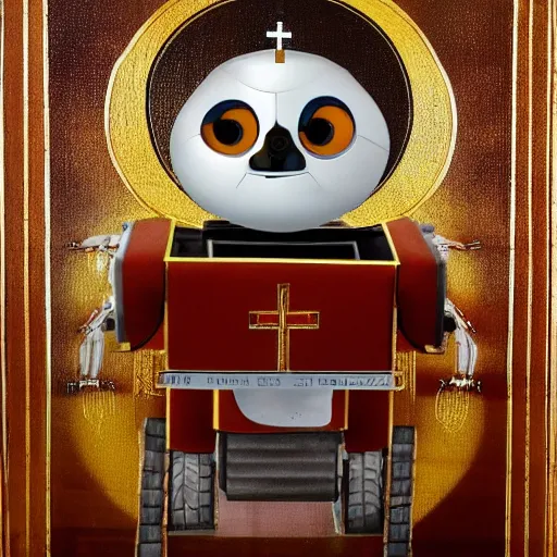 Prompt: wall-e robot, russian orthodox icon