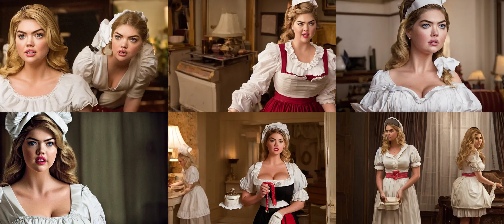 Prompt: promotional image of kate upton as a maid in the new movie directed by martin scorsese, maid costume, detailed face, movie still frame, promotional image, imax 7 0 mm footage