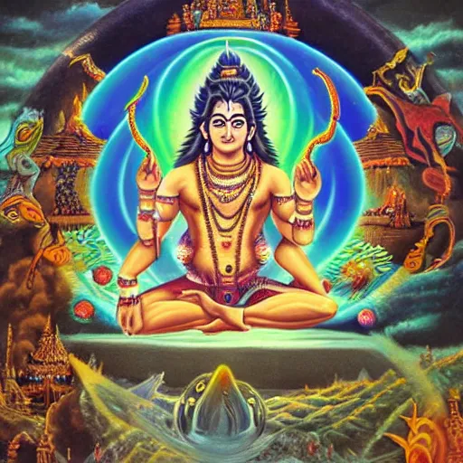 Image similar to lord shiva creating the multiverse, fantasy artwork