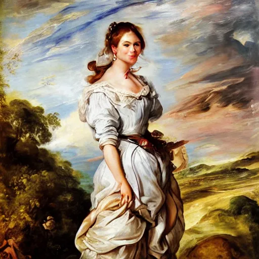 Image similar to heavenly summer sharp land sphere scallop well dressed lady standing next to a toyota corolla, auslese, by peter paul rubens and eugene delacroix and karol bak, hyperrealism, digital illustration, fauvist, standing next to a toyota corolla