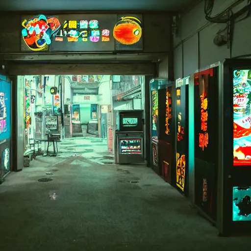 Prompt: liminal space, japanese arcade, eerie vibes, SCP