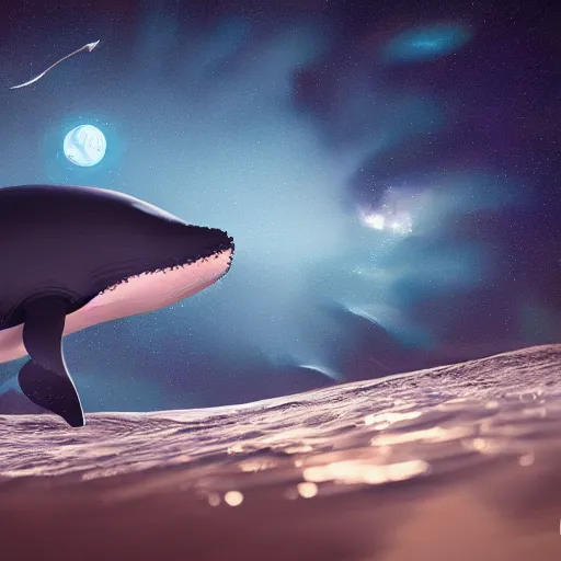 Image similar to whale under the stars,cgstation,artstation,3d,4k