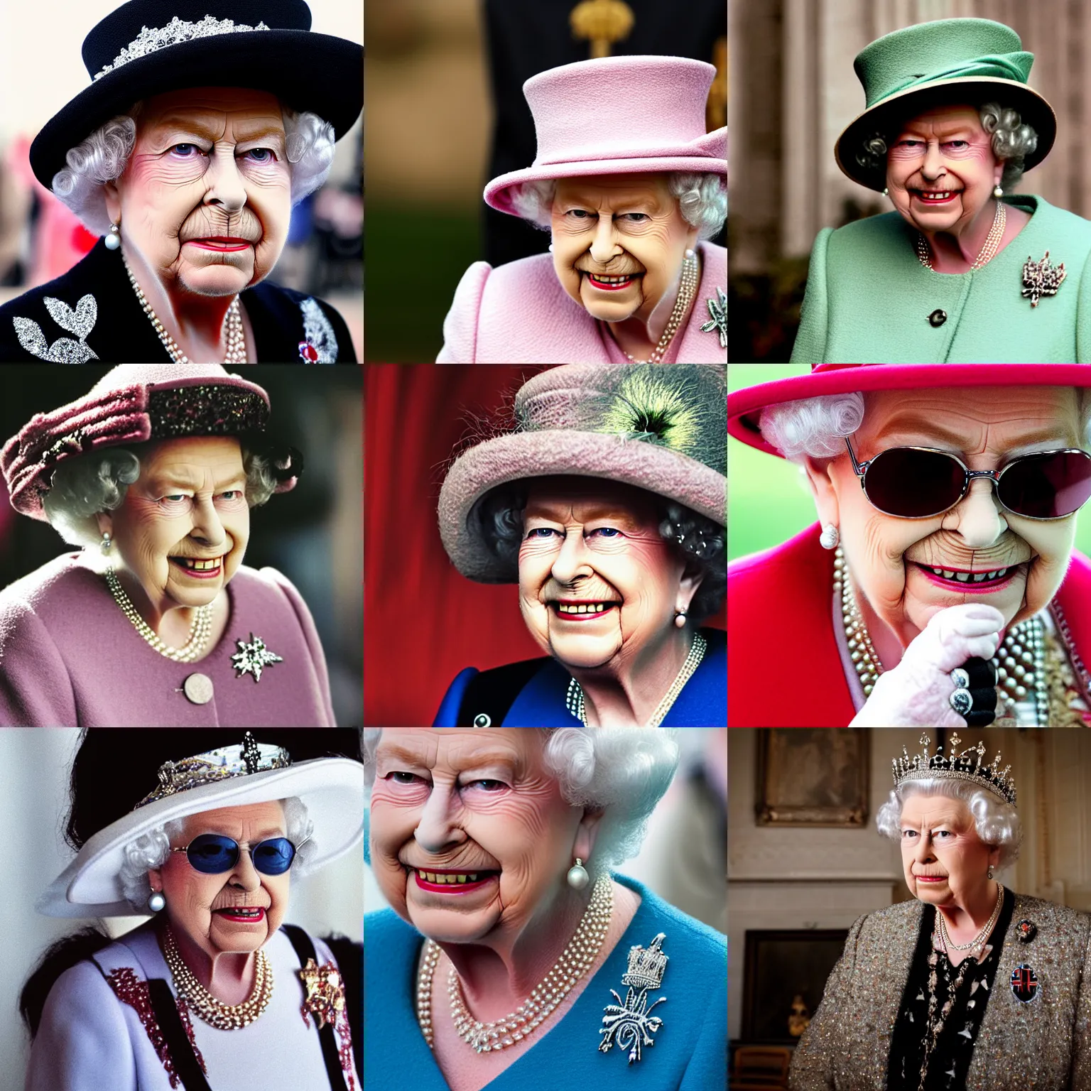 Prompt: Queen Elizabeth as Ozzy Osbourne, portrait photograph, depth of field, bokeh