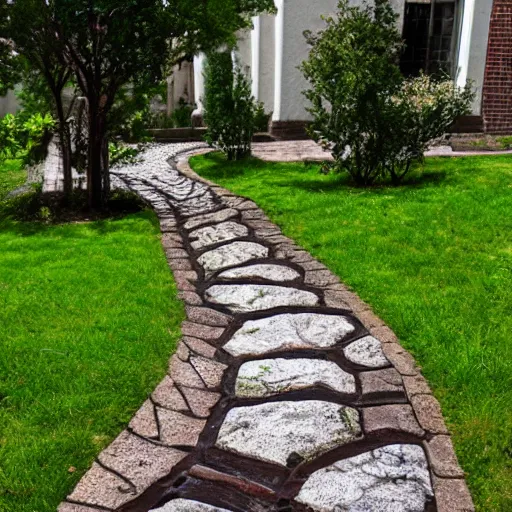 Prompt: spiky cobblestone path