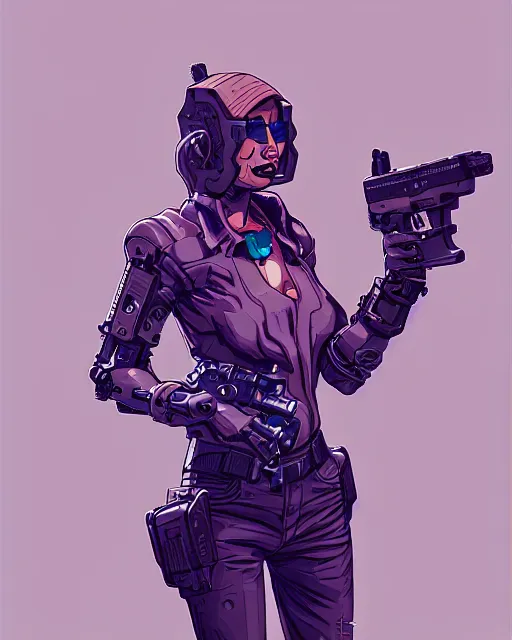 Image similar to A cybernetic witch wielding two Glock pistols, bust shot, smooth, intricate, elegant, power aura, digital painting, artstation, concept art, sharp focus, illustration, art by Josan Gonzalez, high contrast