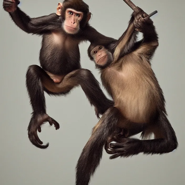 Image similar to studio portrait of a monkey dressed as ninja