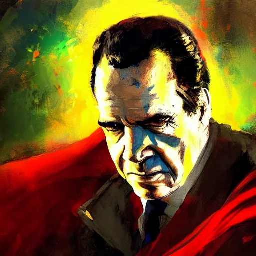 Image similar to portrait of richard nixon as doctor strange, by jeremy mann.