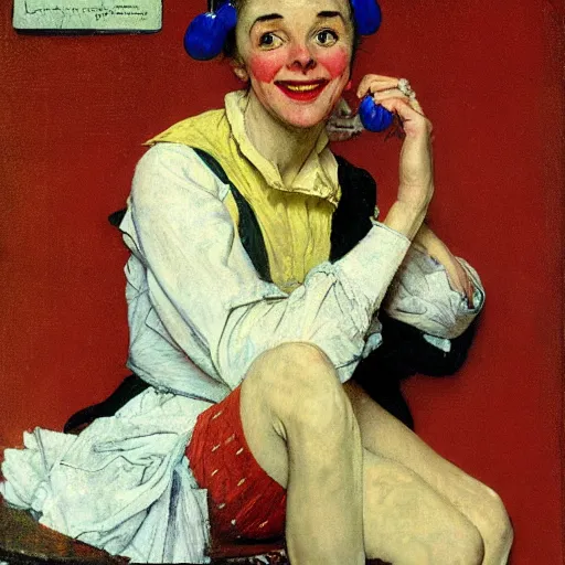 Prompt: female jester, by norman rockwell.