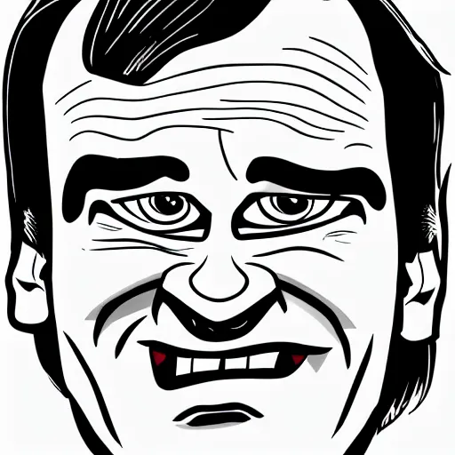Prompt: quentin tarantino caricature, black and white, vector style, line art