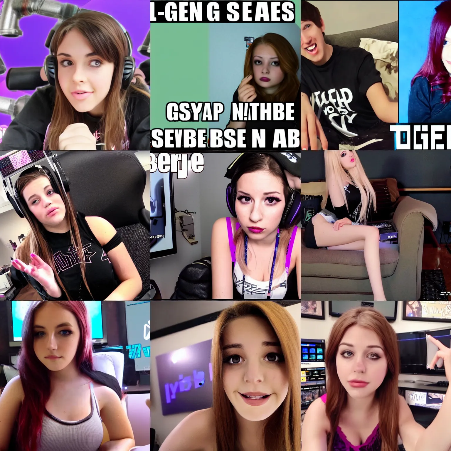 Prompt: e - girl begging for subs on twitch stream