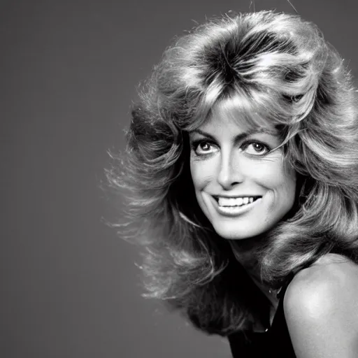 Prompt: farrah fawcett at 80 years old, studio photography