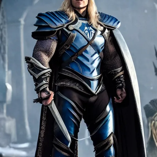 Image similar to henry cavill as arthas menethil