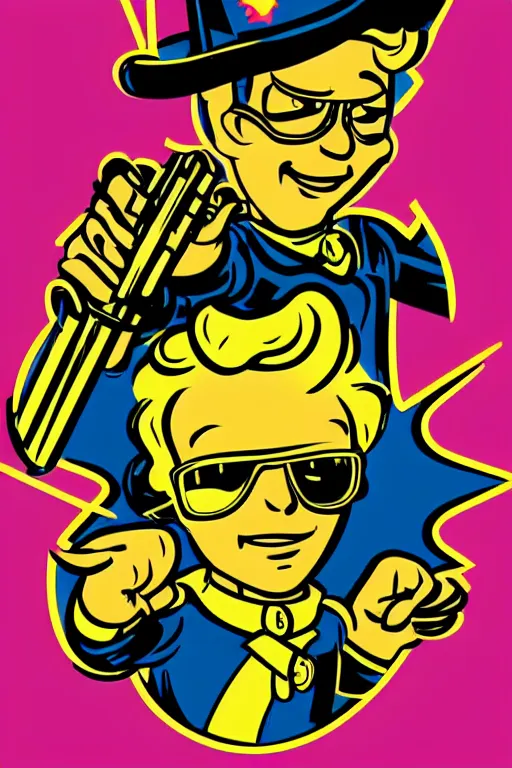 Image similar to fallout 7 6 retro futurist illustration art by butcher billy, sticker, colorful, illustration, highly detailed, simple, smooth and clean vector curves, no jagged lines, vector art, smooth andy warhol style